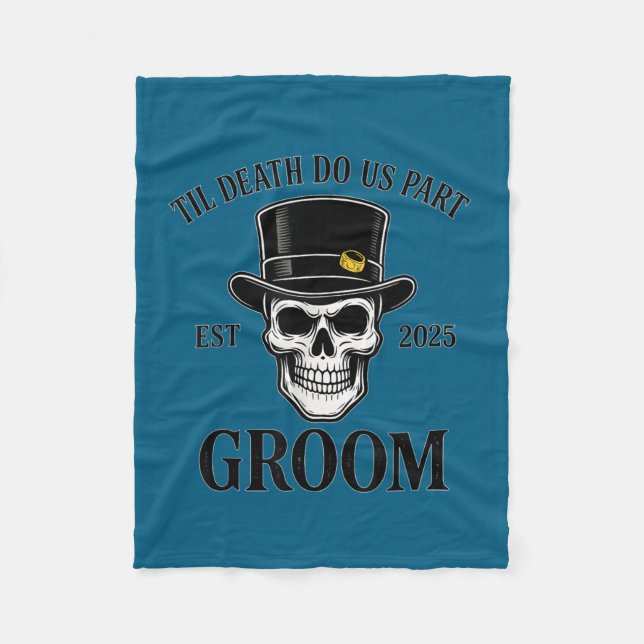 Bride groom skeleton gothic halloween wedding fleece blanket (Front)
