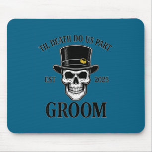 Bride groom skeleton gothic halloween wedding mouse mat
