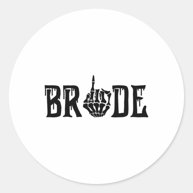 Bride Groom Skeleton Hand Halloween Wedding Bachel Classic Round Sticker (Front)