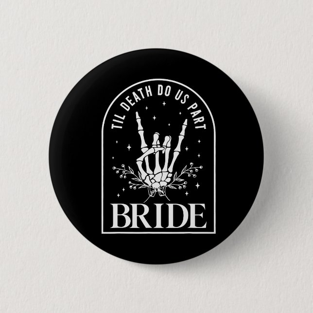 Bride Groom Skeleton Rock Hand Couples Wedding Hal 6 Cm Round Badge (Front)