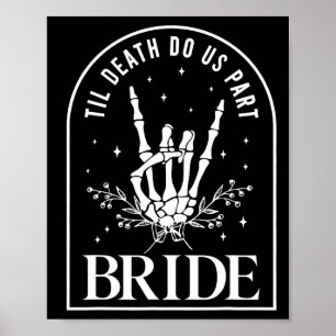 Bride Groom Skeleton Rock Hand Couples Wedding Hal Poster