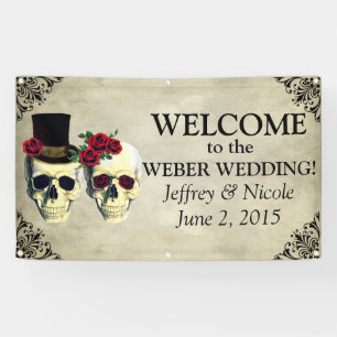 Bride & Groom Skull Wedding Banner