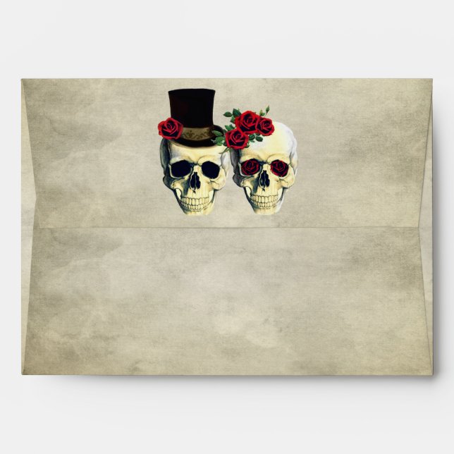Bride & Groom Skull Wedding Envelope (Back (Top Flap))