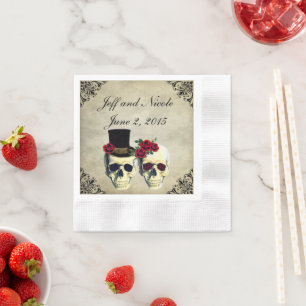 Bride & Groom Skull Wedding Napkin