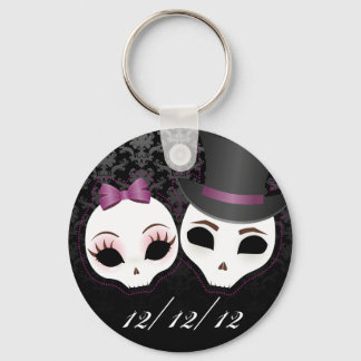 Bride & Groom Skullie (Violet) Key Ring