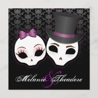 Bride & Groom Skullies (Violet) Invitation