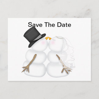 BRIDE & GROOM Snowman Announcement Postcard