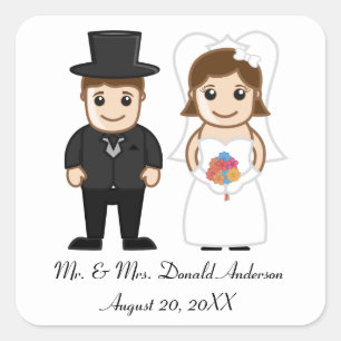 Bride & Groom - Square Sticker