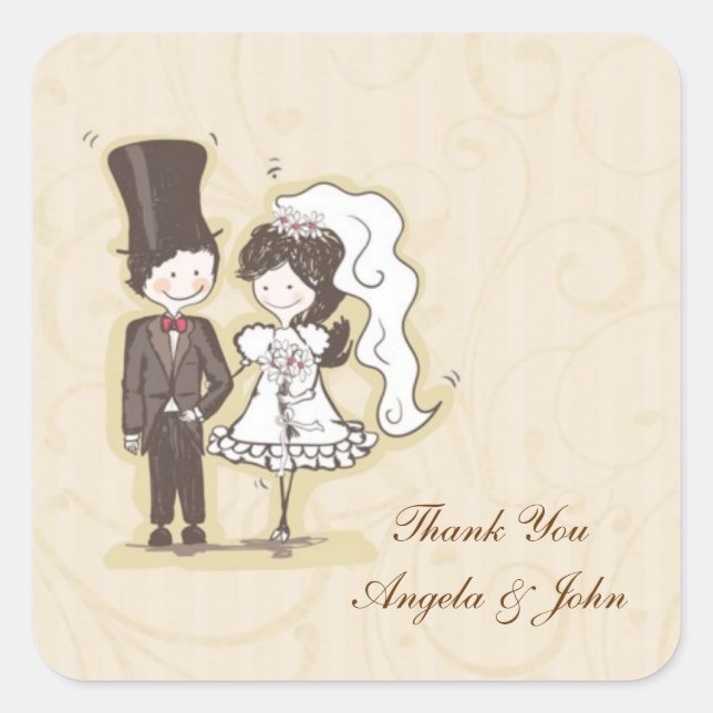 Bride Groom Stick Couple Label (Front)