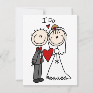 Bride & Groom Stick Figures Wedding I Do Card