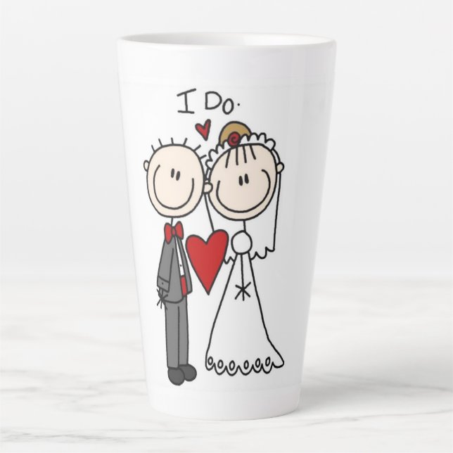 Bride & Groom Stick Figures Wedding I Do  Latte Mug (Front)