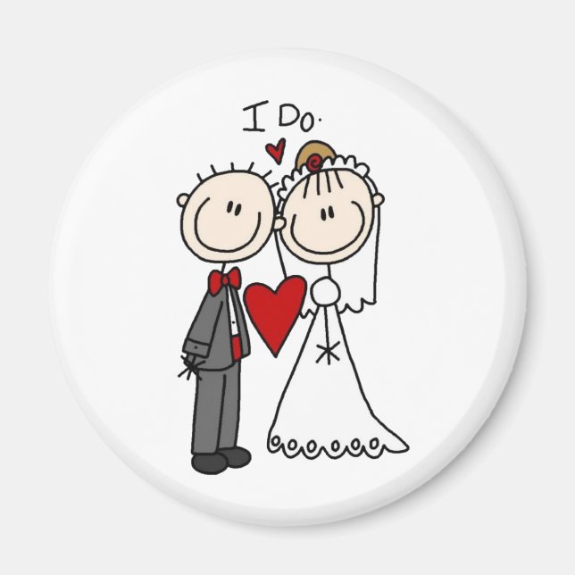 Bride & Groom Stick Figures Wedding I Do   Magnet (Front)