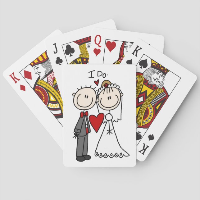 Bride & Groom Stick Figures Wedding I Do  Playing Cards (Back)