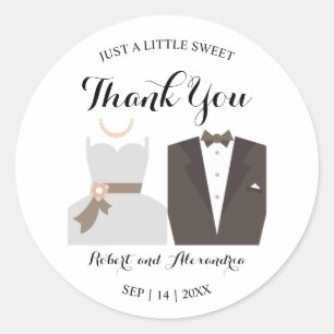 Bride & Groom Sweet Treat Wedding Thank You Classic Round Sticker