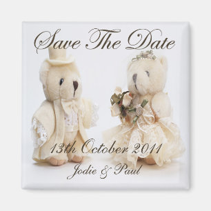 Bride & Groom Teddy Bears - Save The Date Magnet