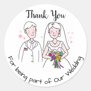 Bride & Groom Thank You Classic Round Sticker