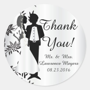 Bride & Groom Thank You Classic Round Sticker