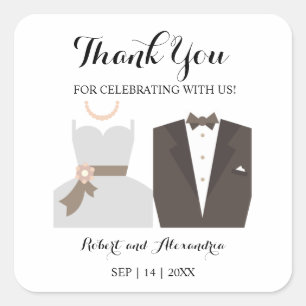 Bride & Groom Thank You for Coming Wedding Square Sticker