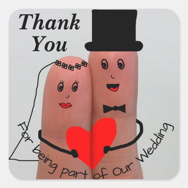 Bride & Groom Thank You Square Sticker (Front)