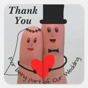 Bride & Groom Thank You Square Sticker