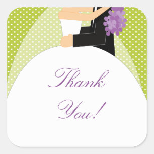 Bride & Groom Thank You Square Sticker! Sticker