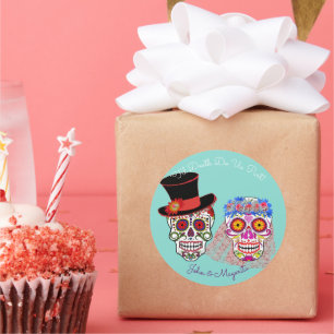 Bride & Groom Till Death Do Us Party Classic Round Sticker