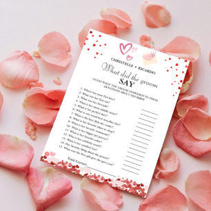 Bride & groom trivia bridal shower game Card