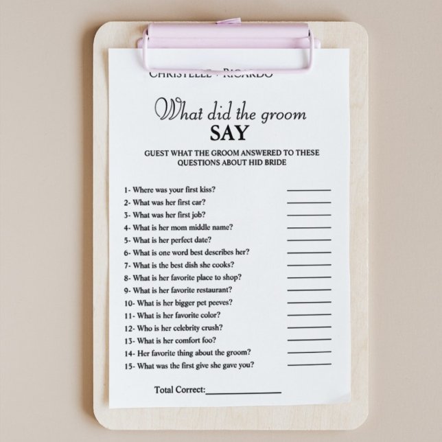 Bride & groom trivia bridal shower game Card (Creator Uploaded)