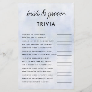 Bride Groom Trivia Cloud 9 Bridal Shower Elegant Flyer