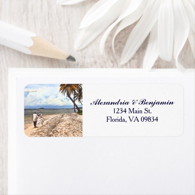 Bride Groom Tropical Beach Watercolor Custom (Insitu)