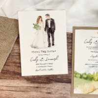 Bride & Groom Watercolor Wedding Save the Date