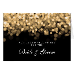 Bride & Groom Wedding Advice Card Gold Lights