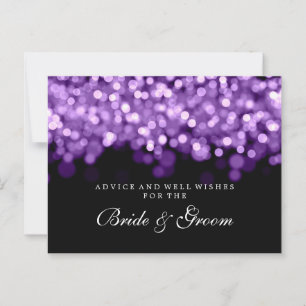 Bride & Groom Wedding Advice Card Purple Lights