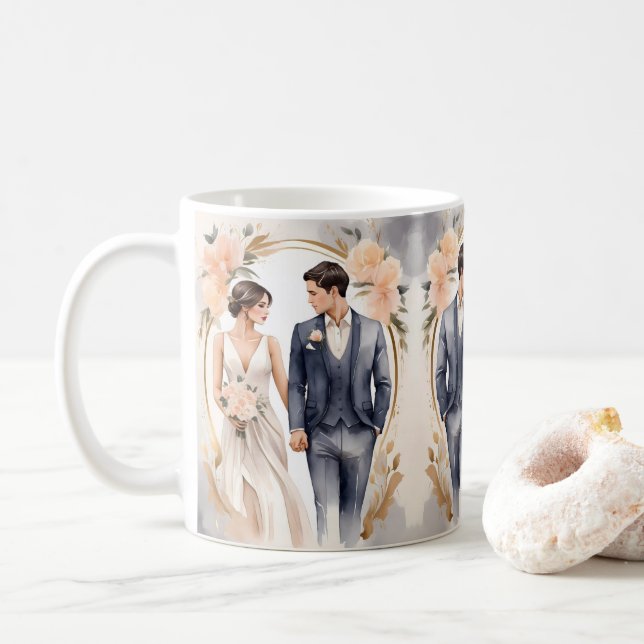 Bride & Groom wedding cup (With Donut)