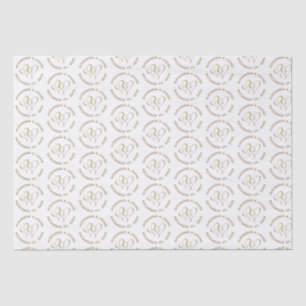 Bride Groom Wedding Date Gold Embossed Heart Tissu Tissue Paper
