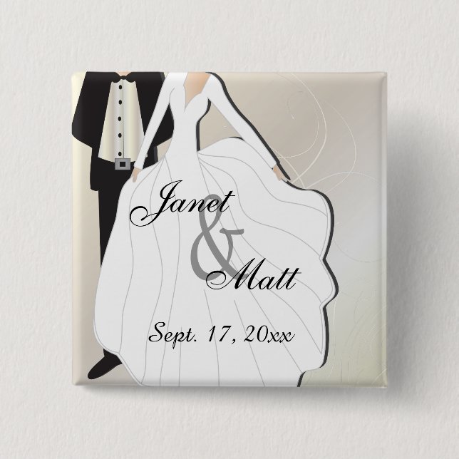 Bride & Groom Wedding | DIY Text 15 Cm Square Badge (Front)