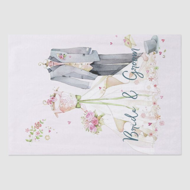 Bride & Groom Wedding Dress  Tissue Paper (Front)