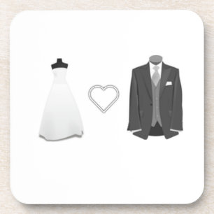 Bride & Groom Wedding Dress Tuxedo Coasters
