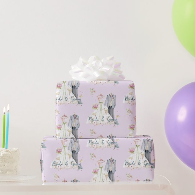 Bride & Groom Wedding Dress  Wrapping Paper (Party Gifts)