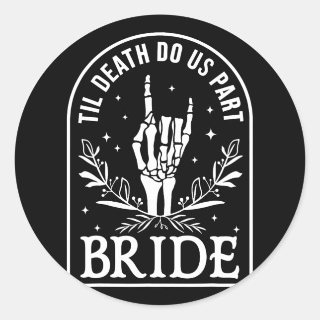Bride Groom Wedding Engagement Halloween Couple Ma Classic Round Sticker (Front)