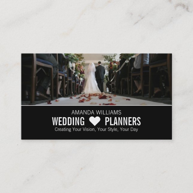 Bride & Groom, Wedding Event Planner Business Card (Front)