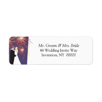 Bride Groom Wedding Fireworks Return Address Label