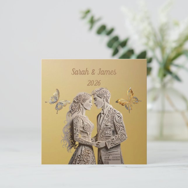 Bride & Groom Wedding Gifts Card (Standing Front)