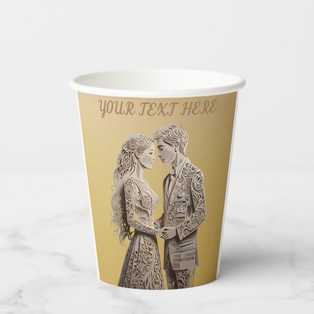 Bride & Groom Wedding Gifts Paper Cups (Back)