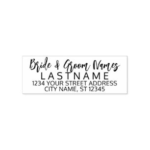 Bride Groom Wedding Name Return Address - script Self-inking Stamp