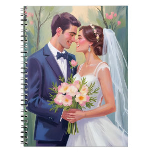 Bride & Groom Wedding Newlyweds Watercolor Notebook