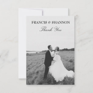 Bride Groom Wedding Photo Thank You Flat Card
