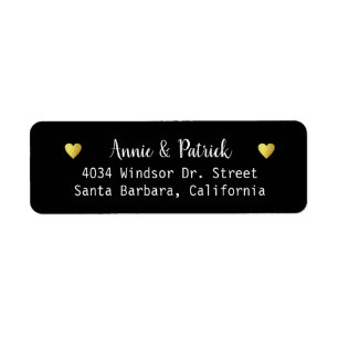 bride & groom wedding return address black