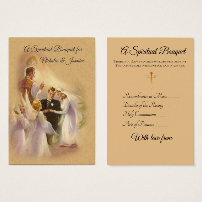 Bride & Groom Wedding Spiritual Bouquet Holy Cards (Front & Back)