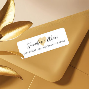 Bride + Groom Wedding Stylish Gold Love Heart